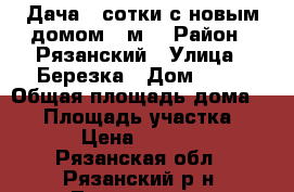 Дача 4 сотки с новым домом20 м2 › Район ­ Рязанский › Улица ­ Березка › Дом ­ 18 › Общая площадь дома ­ 20 › Площадь участка ­ 400 › Цена ­ 117 999 - Рязанская обл., Рязанский р-н, Турлатово д. Недвижимость » Дома, коттеджи, дачи продажа   